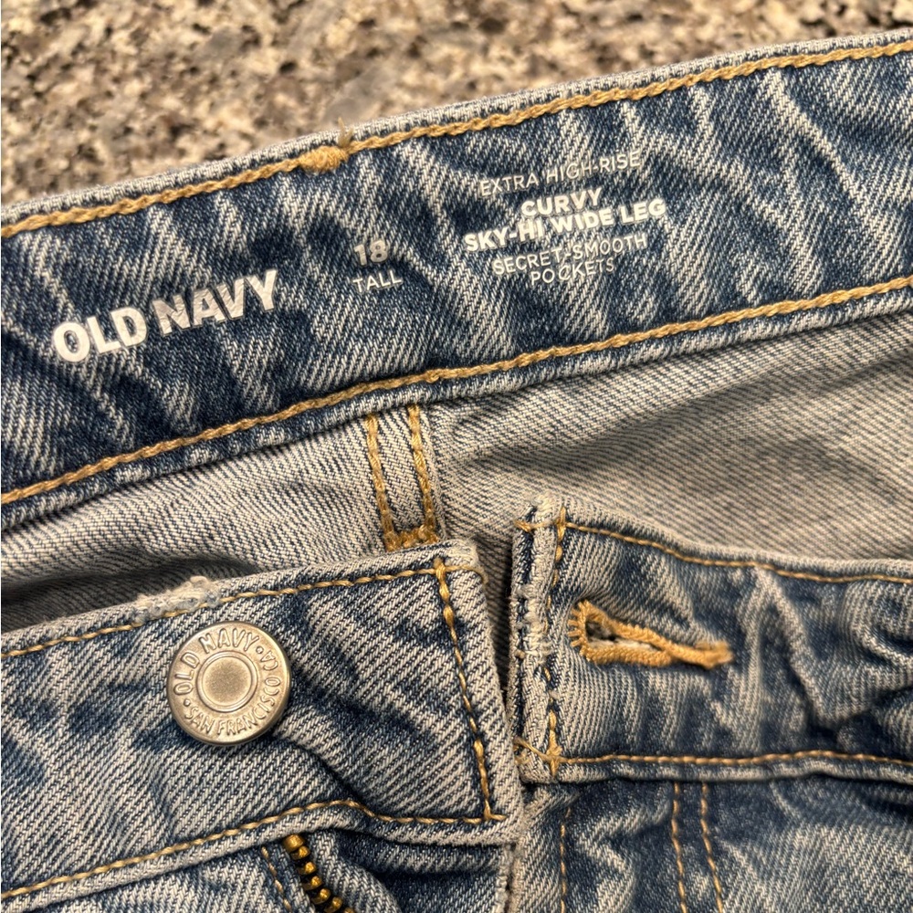 TWO PAIRS IN SALE. Size 18 TALL, wide leg sky high rise jeans.
